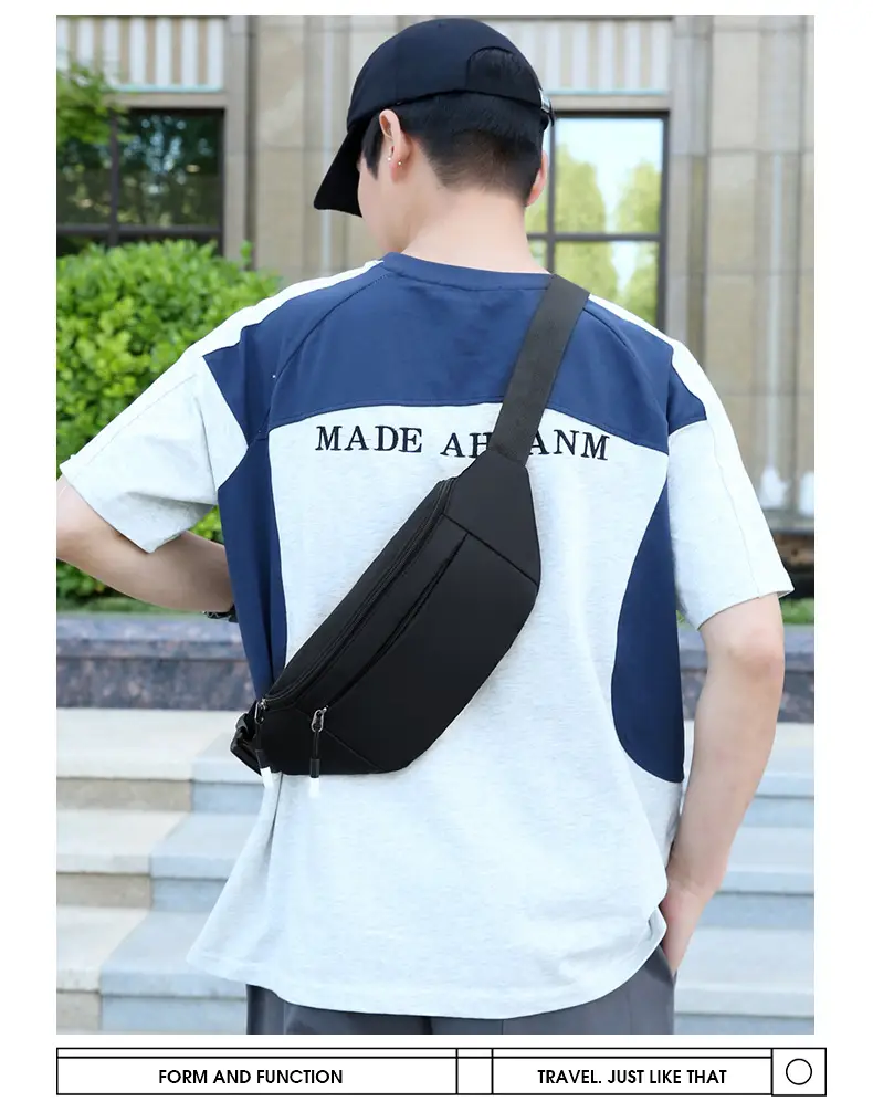 Men's Satchel Chest Bag Large Capacity Running Sports Waist Bag — feature 14