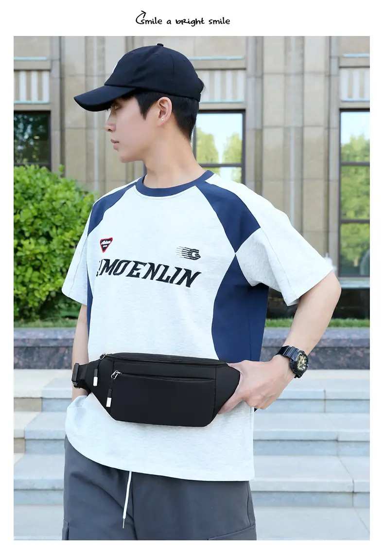Men's Satchel Chest Bag Large Capacity Running Sports Waist Bag — feature 16