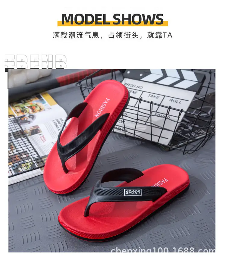 Summer Casual Comfortable Personalized Trend PVC Plastic Sandwich Shoes Daily Outdoor Beach Fashion Flat Flip Flops — feature 3