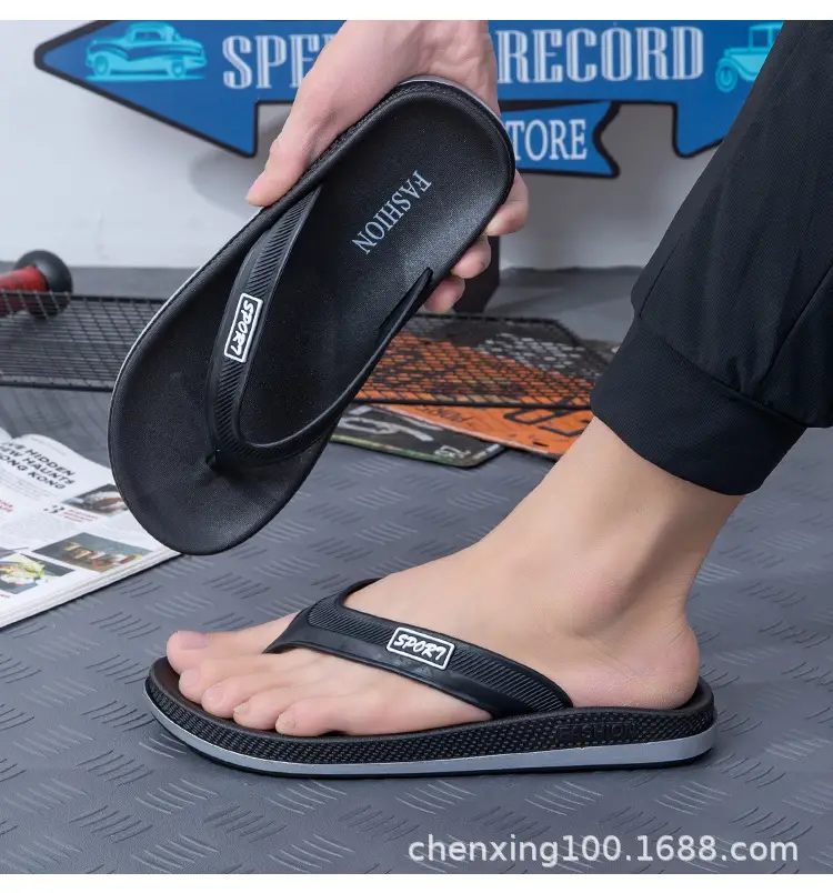 Summer Casual Comfortable Personalized Trend PVC Plastic Sandwich Shoes Daily Outdoor Beach Fashion Flat Flip Flops — feature 9