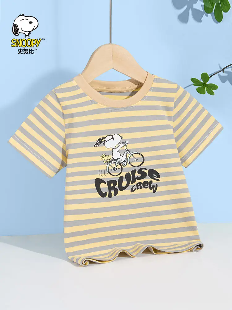 Snoopy Blue Striped Kids T-shirt Large - Image 4