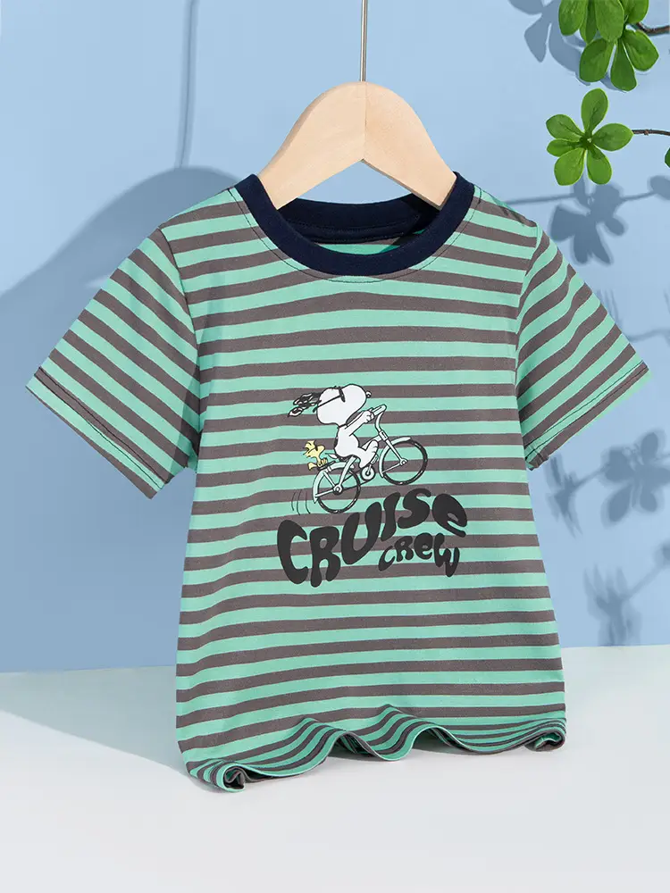 Snoopy Blue Striped Kids T-shirt Large - Image 6