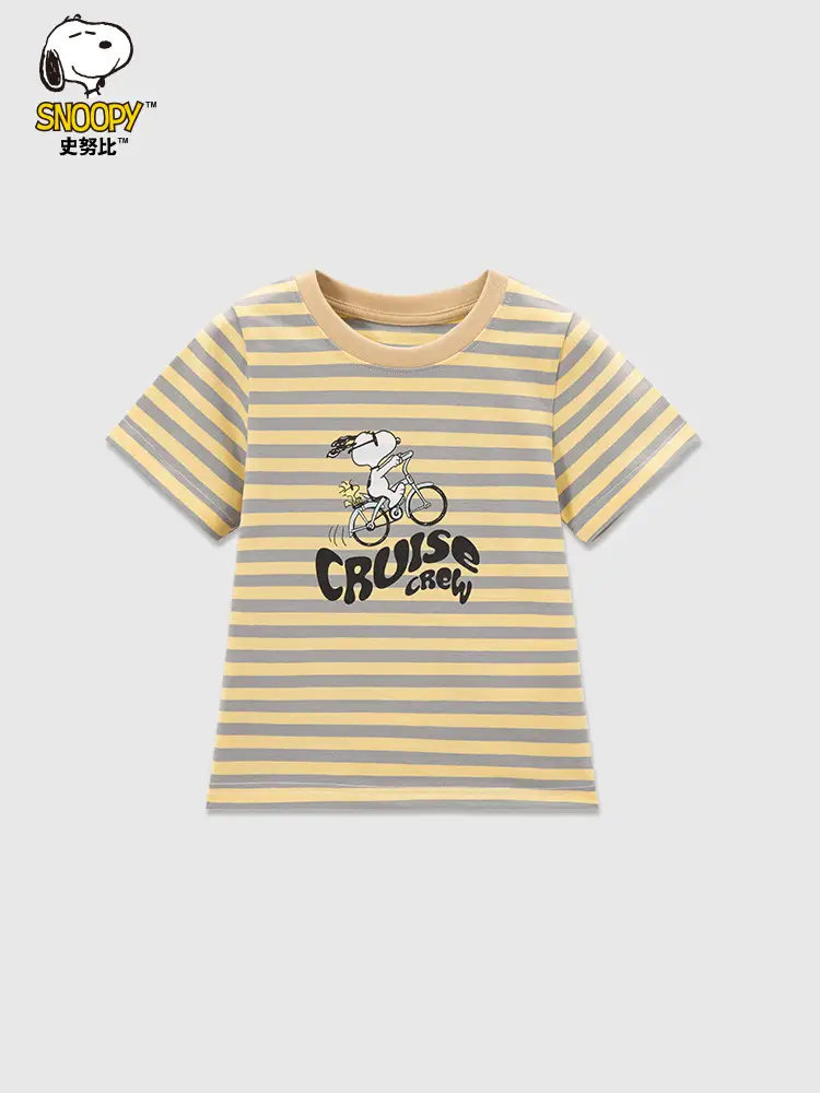 Snoopy Blue Striped Kids T-shirt Large - Image 8