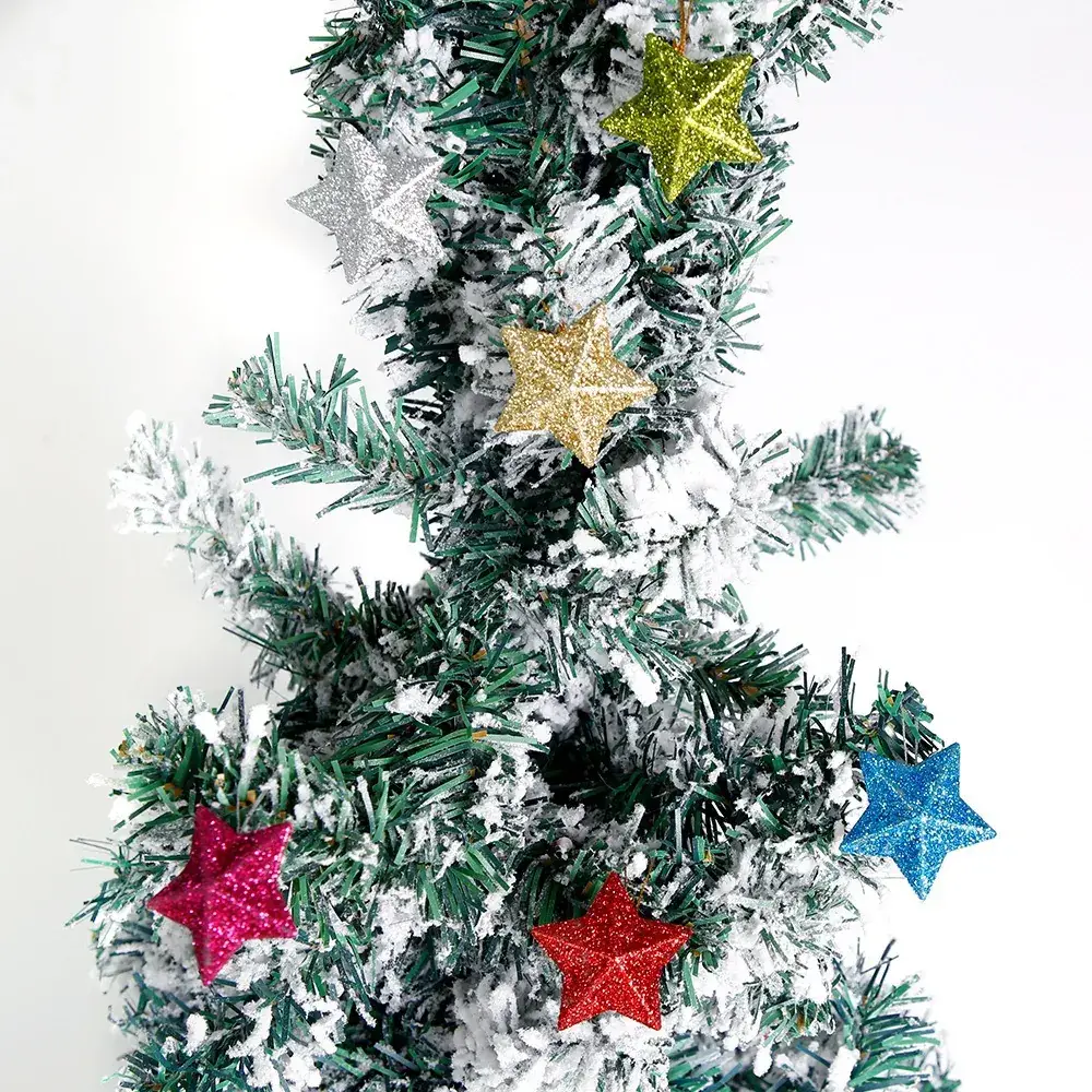 Christmas Star Pendants 5cm Glitter Red Silver Gold Blue