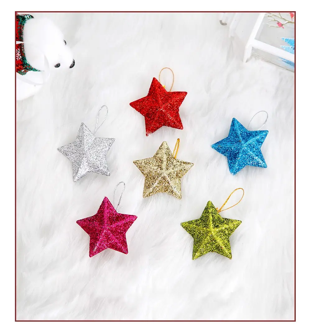 Christmas Star Pendants 5cm Glitter Red Silver Gold Blue — feature 11