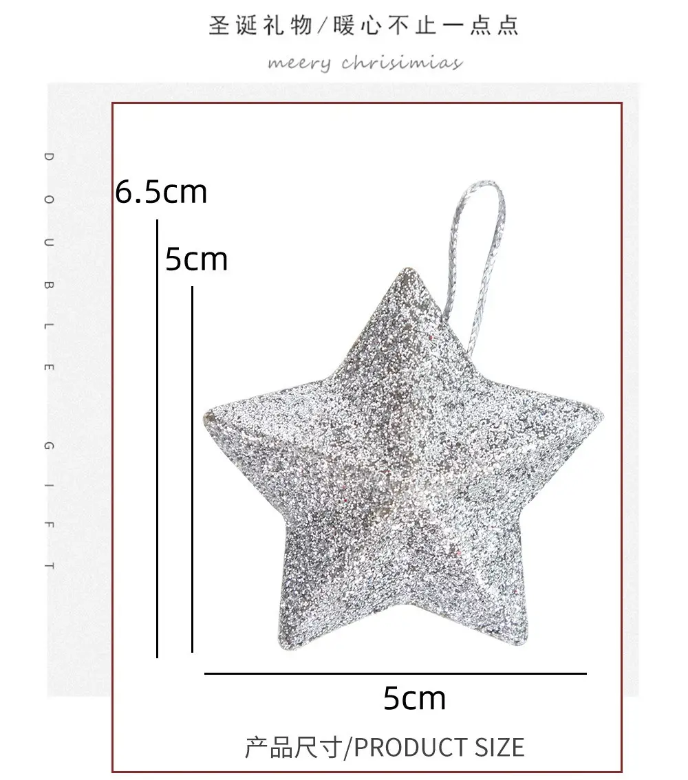 Christmas Star Pendants 5cm Glitter Red Silver Gold Blue — feature 12