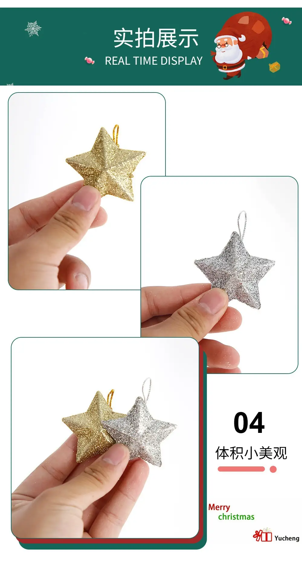 Christmas Star Pendants 5cm Glitter Red Silver Gold Blue — feature 15