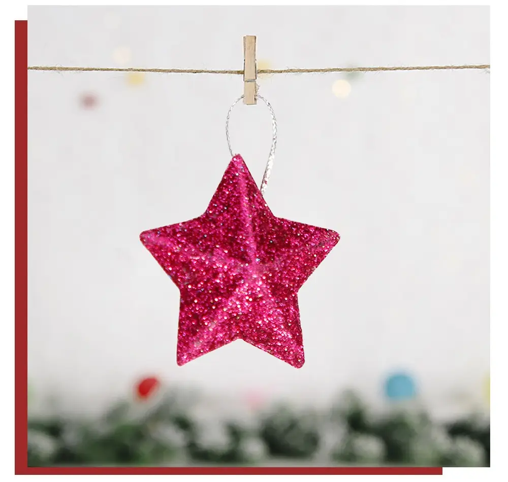 Christmas Star Pendants 5cm Glitter Red Silver Gold Blue — feature 17