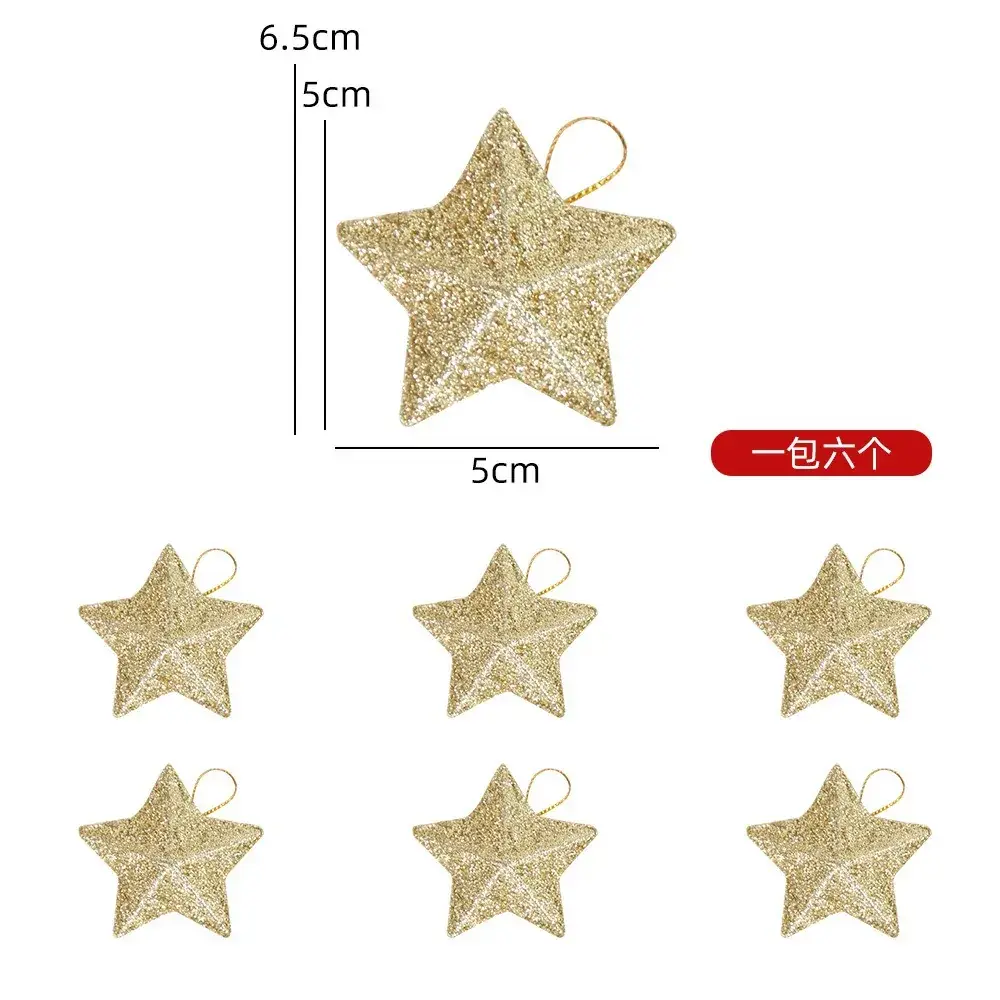 Christmas Star Pendants 5cm Glitter Red Silver Gold Blue