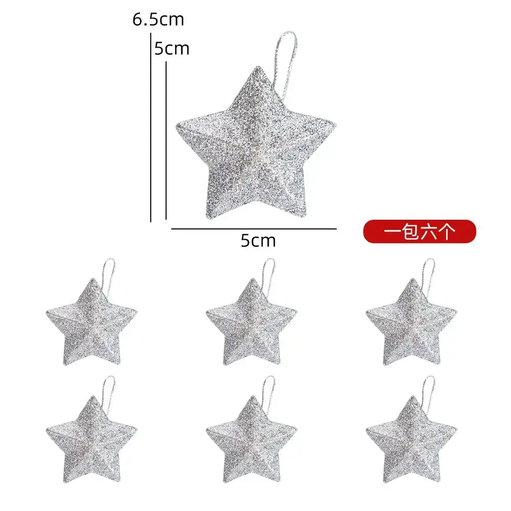 Christmas Star Pendants 5cm Glitter Red Silver Gold Blue