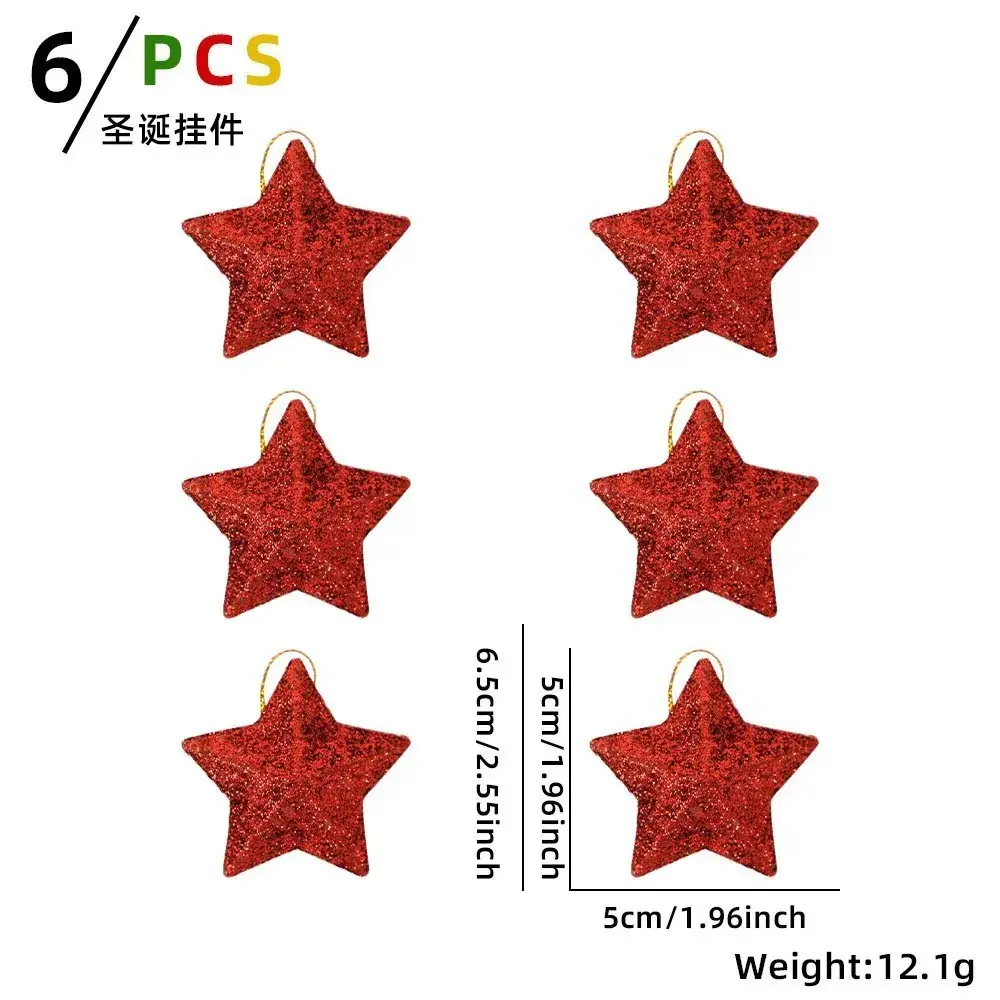 Christmas Star Pendants 5cm Glitter Red Silver Gold Blue