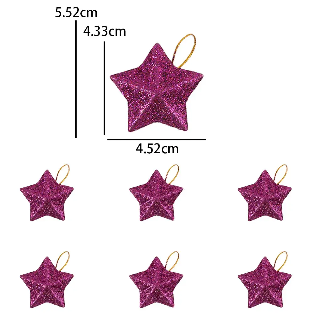 Christmas Star Pendants 5cm Glitter Red Silver Gold Blue