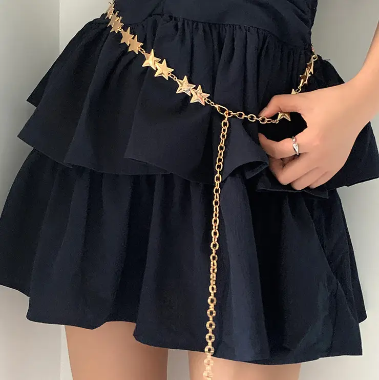 Women's Vintage Trousers with Star Chain Waistband