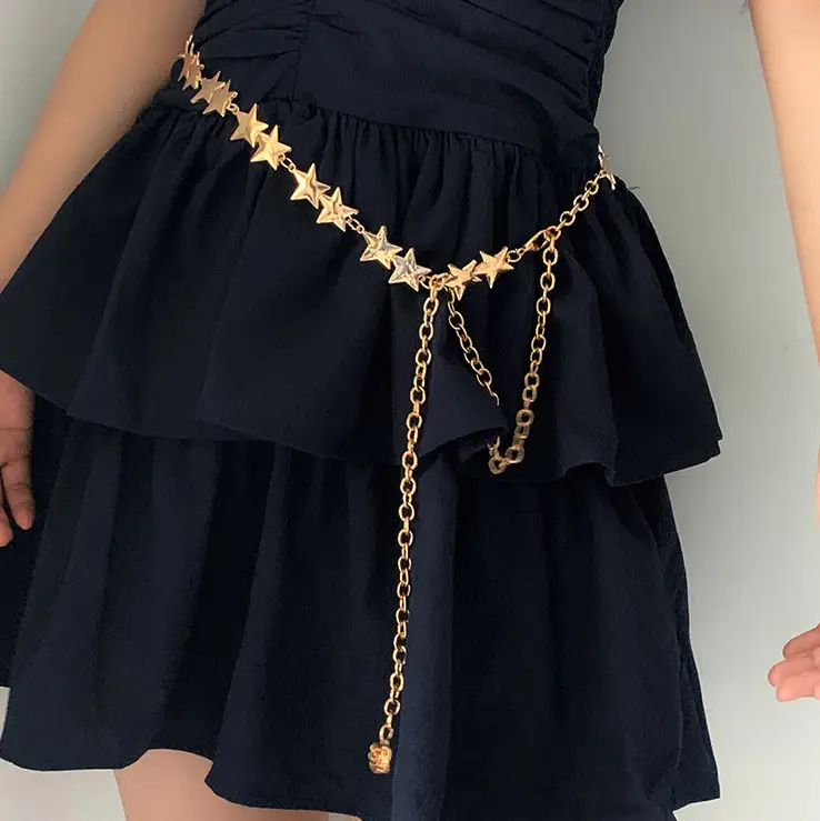 Women's Vintage Trousers with Star Chain Waistband