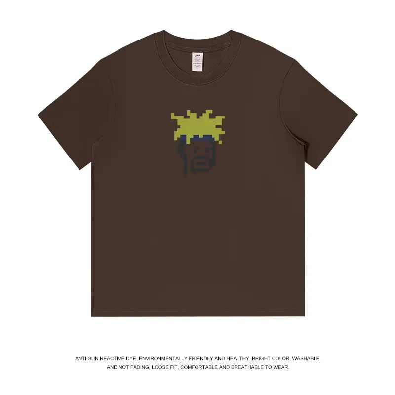 Men's 230g Hip Hop Printed T-Shirt Brown - Image 7