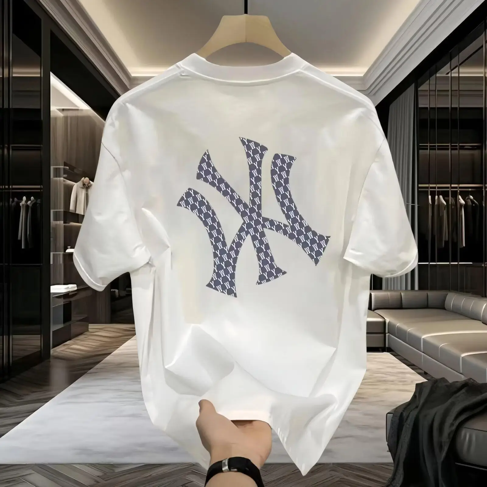 White NY Logo Printed Cotton T-Shirt for Boys Girls - Image 2