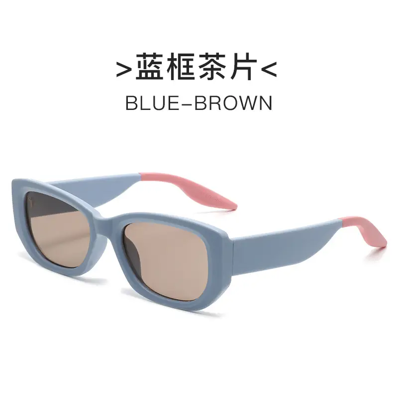 Women Anti-UV Sunglasses Blue Brown Spliced Frame - Image 4