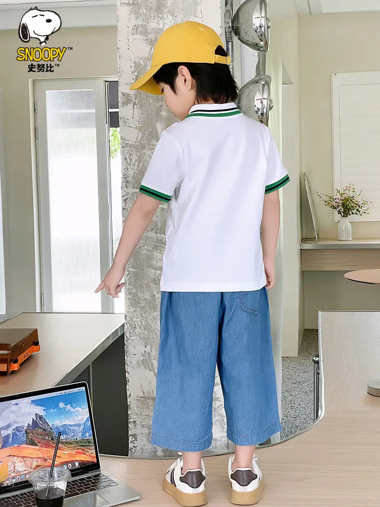 Snoopy Boys Cotton Polo Shirt Blue Shorts Summer Wear - Image 6
