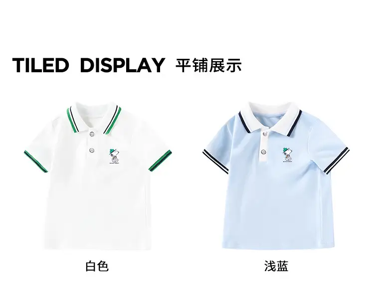 Snoopy Boys Cotton Polo Shirt Blue Shorts Summer Wear — feature 8