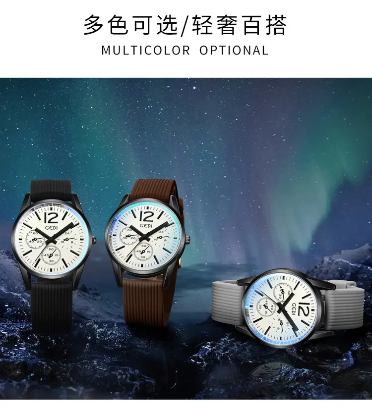 Men's Quartz Watches with Silicone Bands & Three-Eyes Design — feature 5