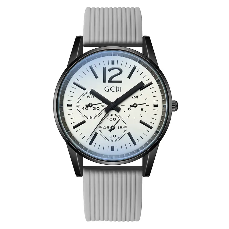 Men's Quartz Watches with Silicone Bands & Three-Eyes Design