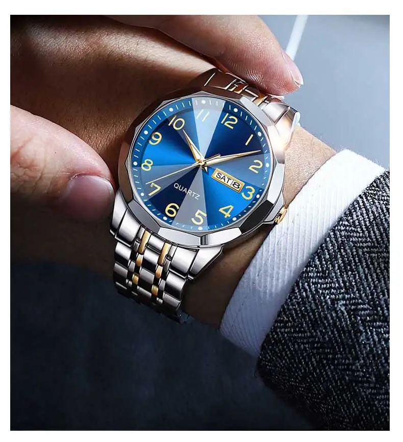 Men's Quartz Double Calendar Watch with Digital Display — feature 1