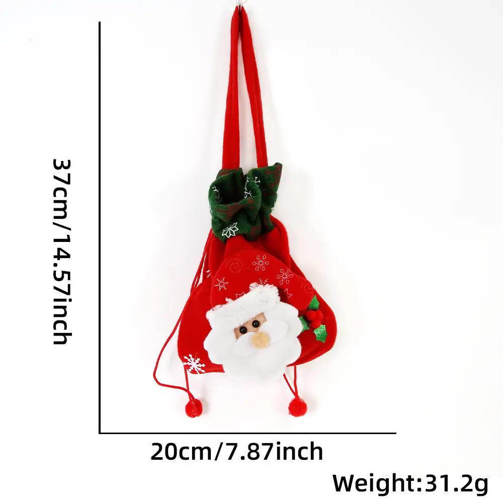 Red Christmas Eve Apple Bag with Snowman Design — feature 10