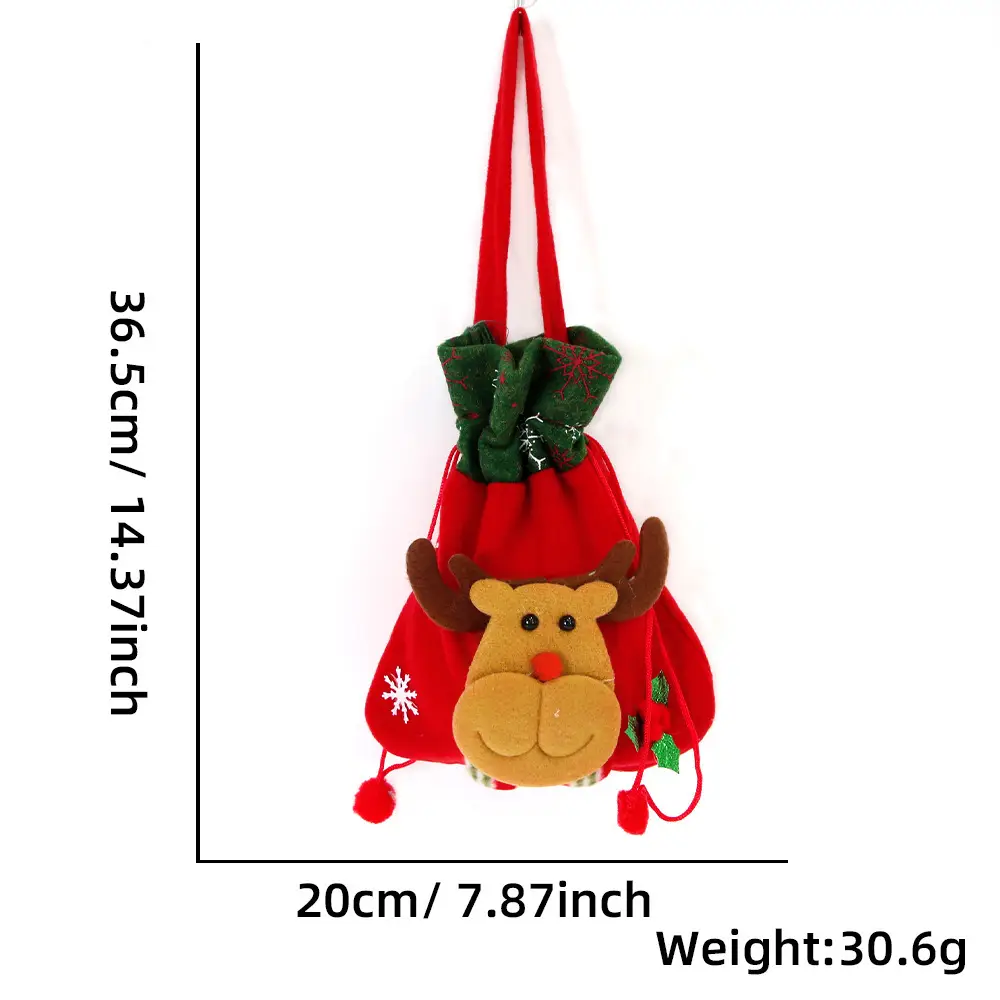 Red Christmas Eve Apple Bag with Snowman Design — feature 11