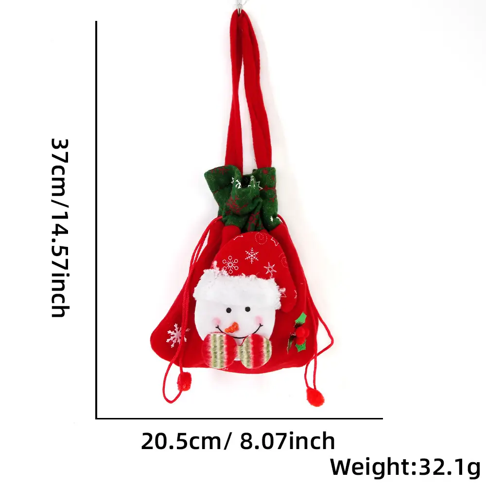 Red Christmas Eve Apple Bag with Snowman Design — feature 12