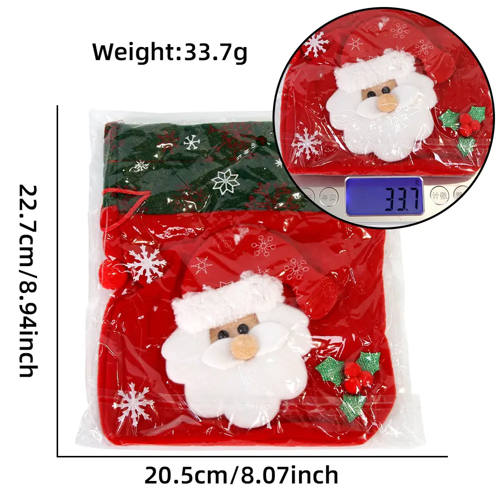 Red Christmas Eve Apple Bag with Snowman Design — feature 13