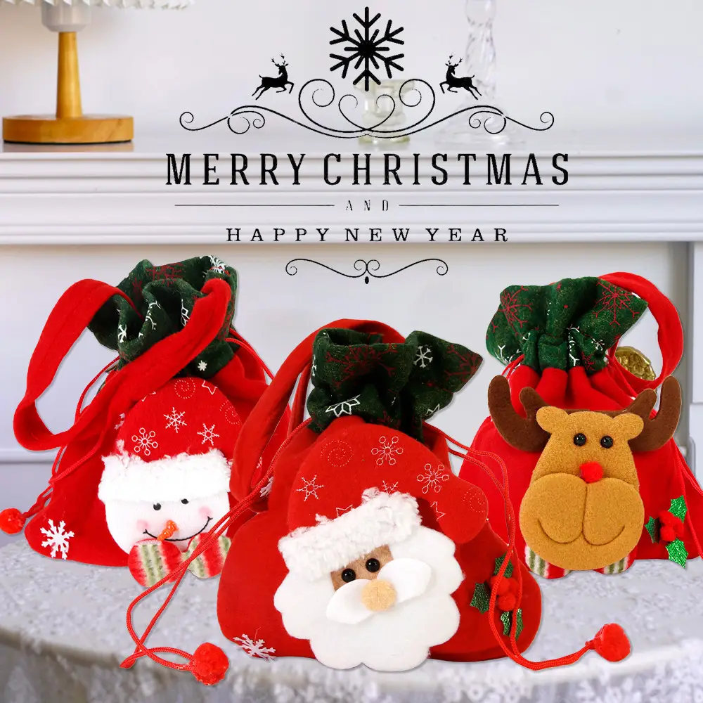 Red Christmas Eve Apple Bag with Snowman Design — feature 6
