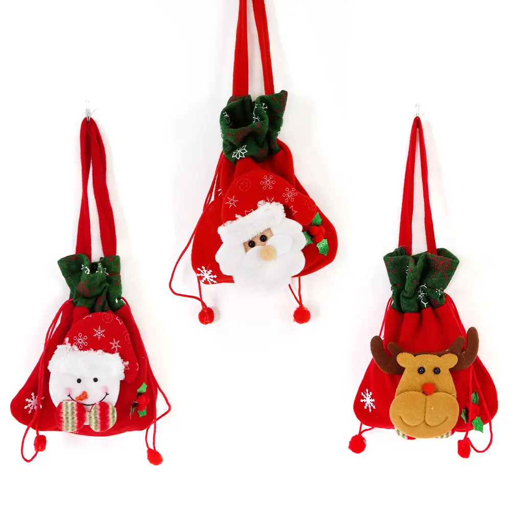 Red Christmas Eve Apple Bag with Snowman Design — feature 7