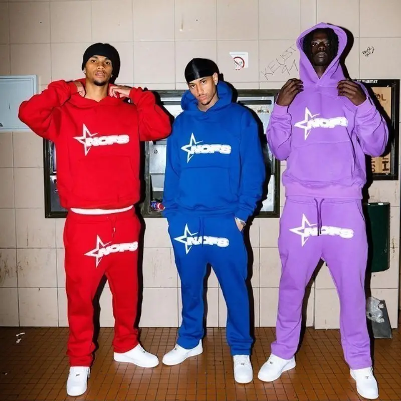 Blue Star Logo Hoodie Tracksuit Set for Men Women Wholesale - Image 36