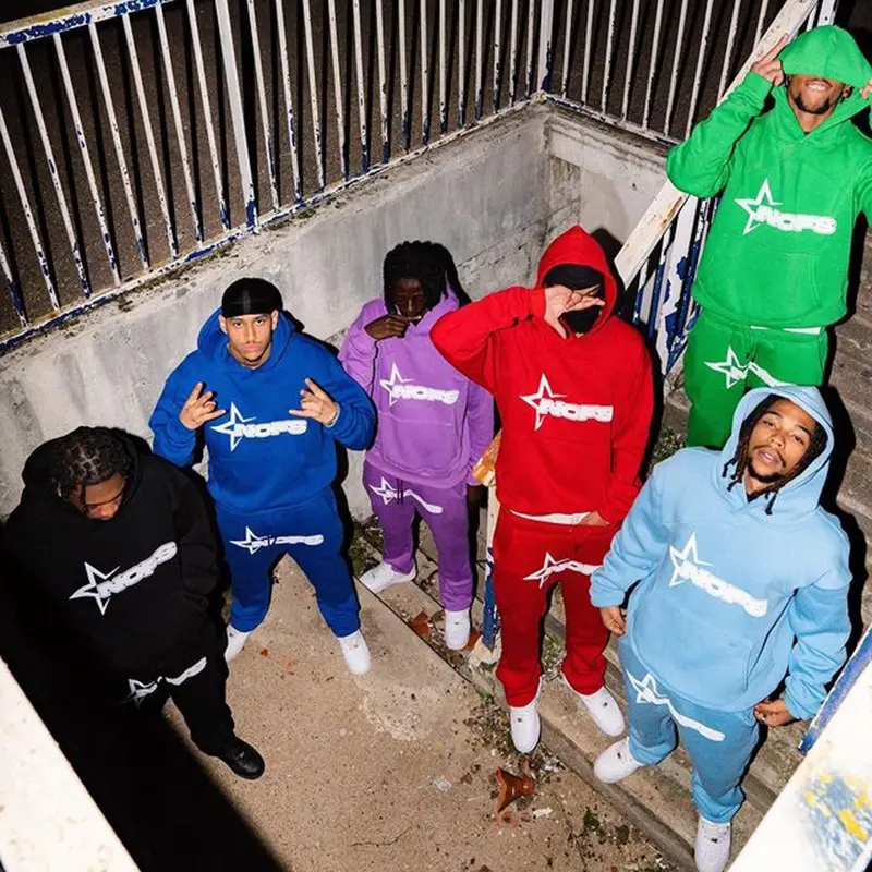 Blue Star Logo Hoodie Tracksuit Set for Men Women Wholesale - Image 37
