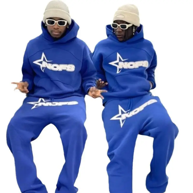 Blue Star Logo Hoodie Tracksuit Set for Men Women Wholesale - Image 38
