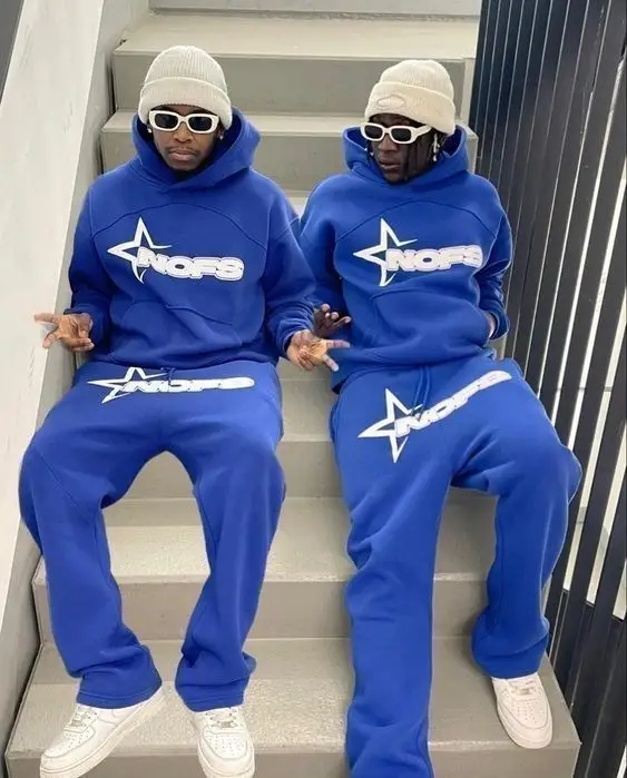 Blue Star Logo Hoodie Tracksuit Set for Men Women Wholesale — feature 5