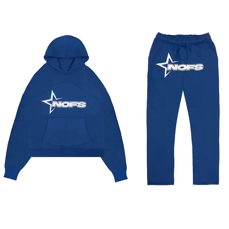Blue Star Logo Hoodie Tracksuit Set for Men Women Wholesale - Image 25