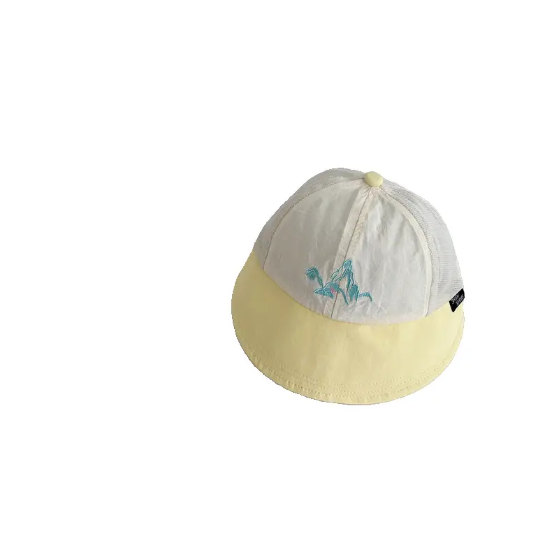 Baby Cap Yellow White Large Brim Baseball - Image 12