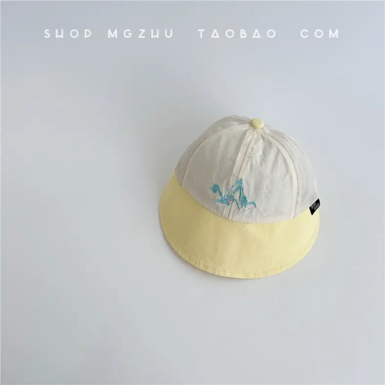 Baby Cap Yellow White Large Brim Baseball — feature 12