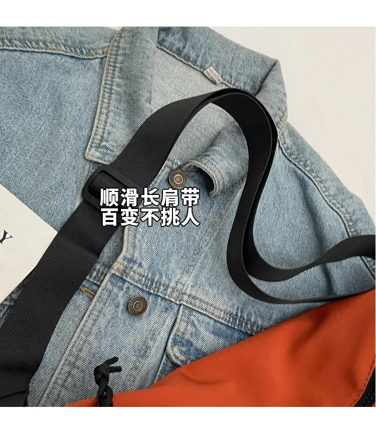Women's Lightweight Cloth Shoulder Bag with Neon Strap — feature 3