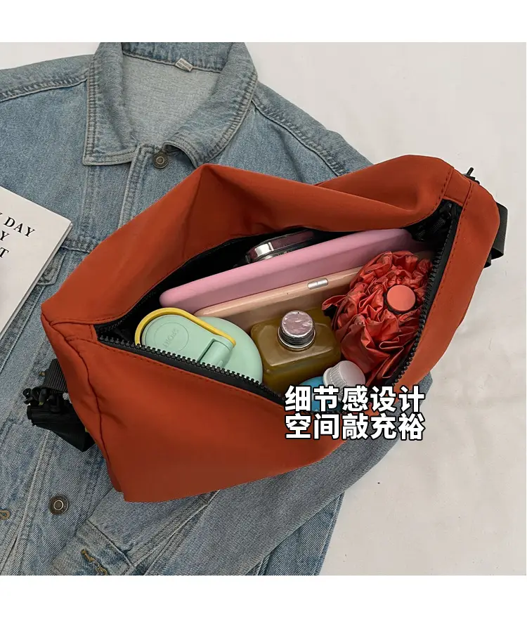 Women's Lightweight Cloth Shoulder Bag with Neon Strap — feature 7