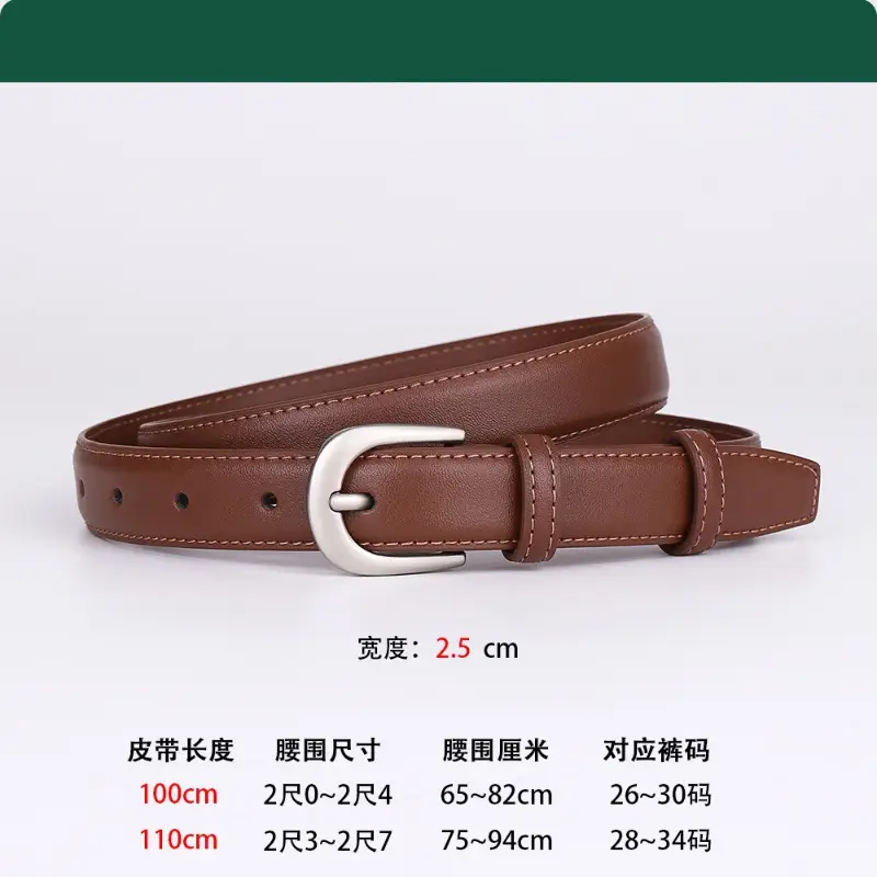 2024 Women's Cowhide Belt with Pin Buckle - Image 2