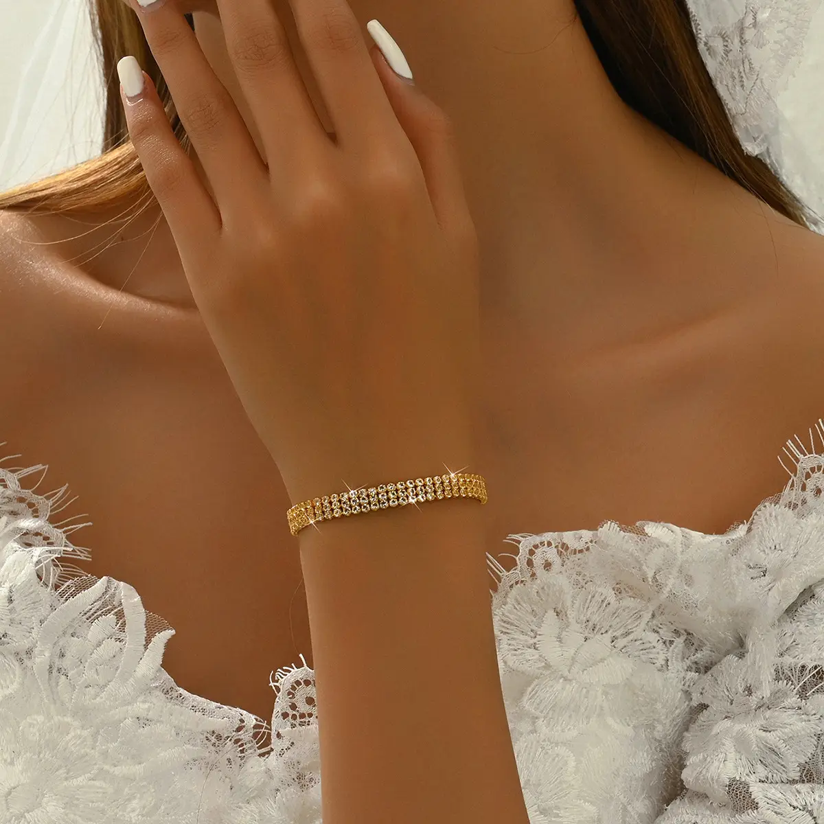 Gold Plated Zircon Necklace Set for Women