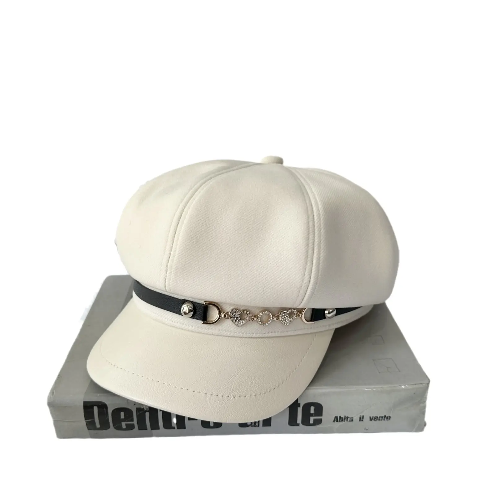 Women Woolen Curved Brim Cap with Metal Buckle - Image 9