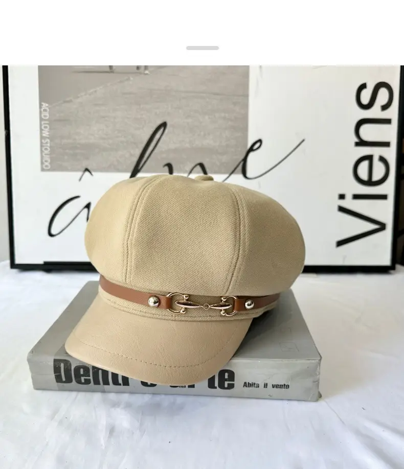 Women Woolen Curved Brim Cap with Metal Buckle — feature 10