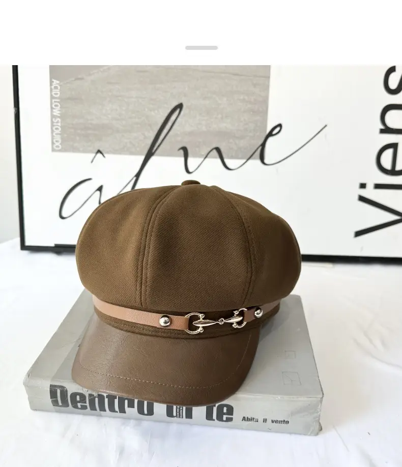 Women Woolen Curved Brim Cap with Metal Buckle — feature 11