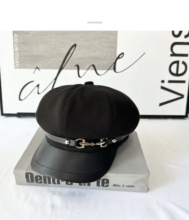 Women Woolen Curved Brim Cap with Metal Buckle — feature 12