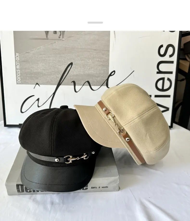 Women Woolen Curved Brim Cap with Metal Buckle — feature 7