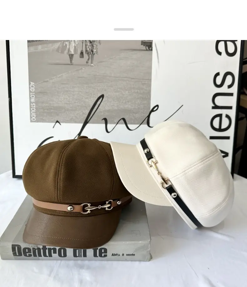 Women Woolen Curved Brim Cap with Metal Buckle — feature 8