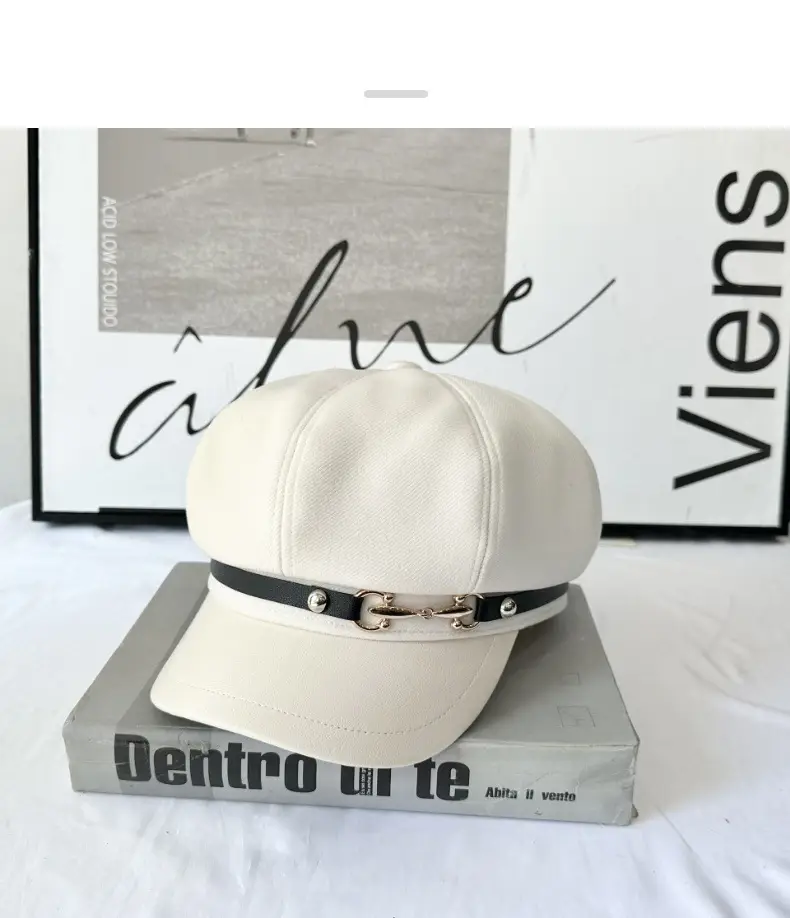 Women Woolen Curved Brim Cap with Metal Buckle — feature 9